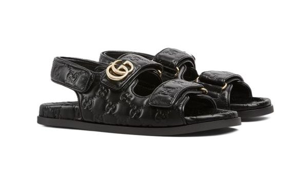 Gucci Sandal Dooble GG Black Leather