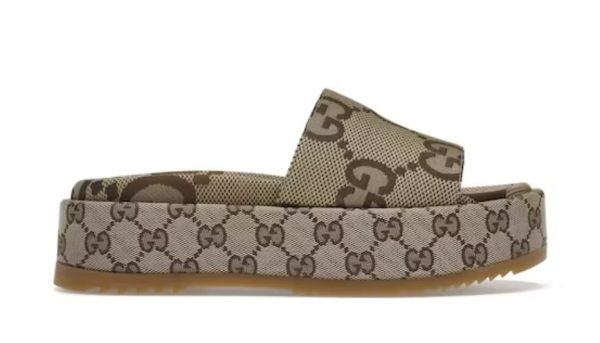 Gucci Sandal Platform 55mm Angelina Camel Canvas