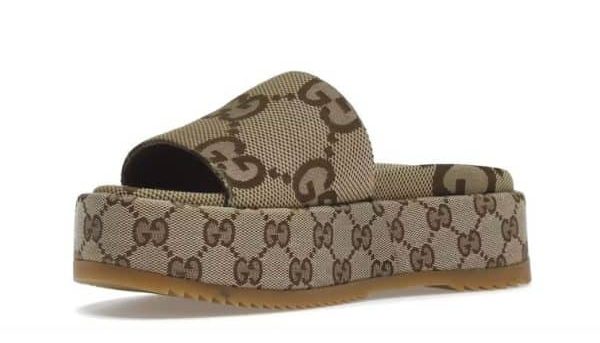 Gucci Sandal Platform 55mm Angelina Camel Canvas