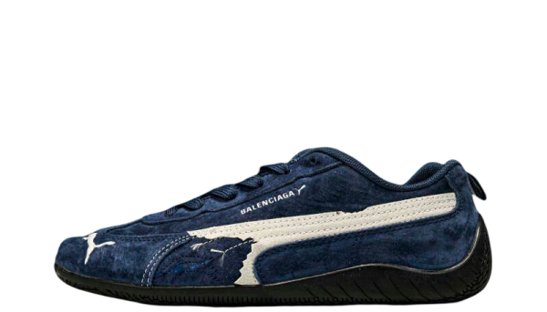 Balenciaga X Puma Speedcat Suede Distressed Navy White