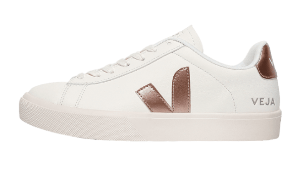Veja Campo leather sneaker in white with a metallic logo and heel tab